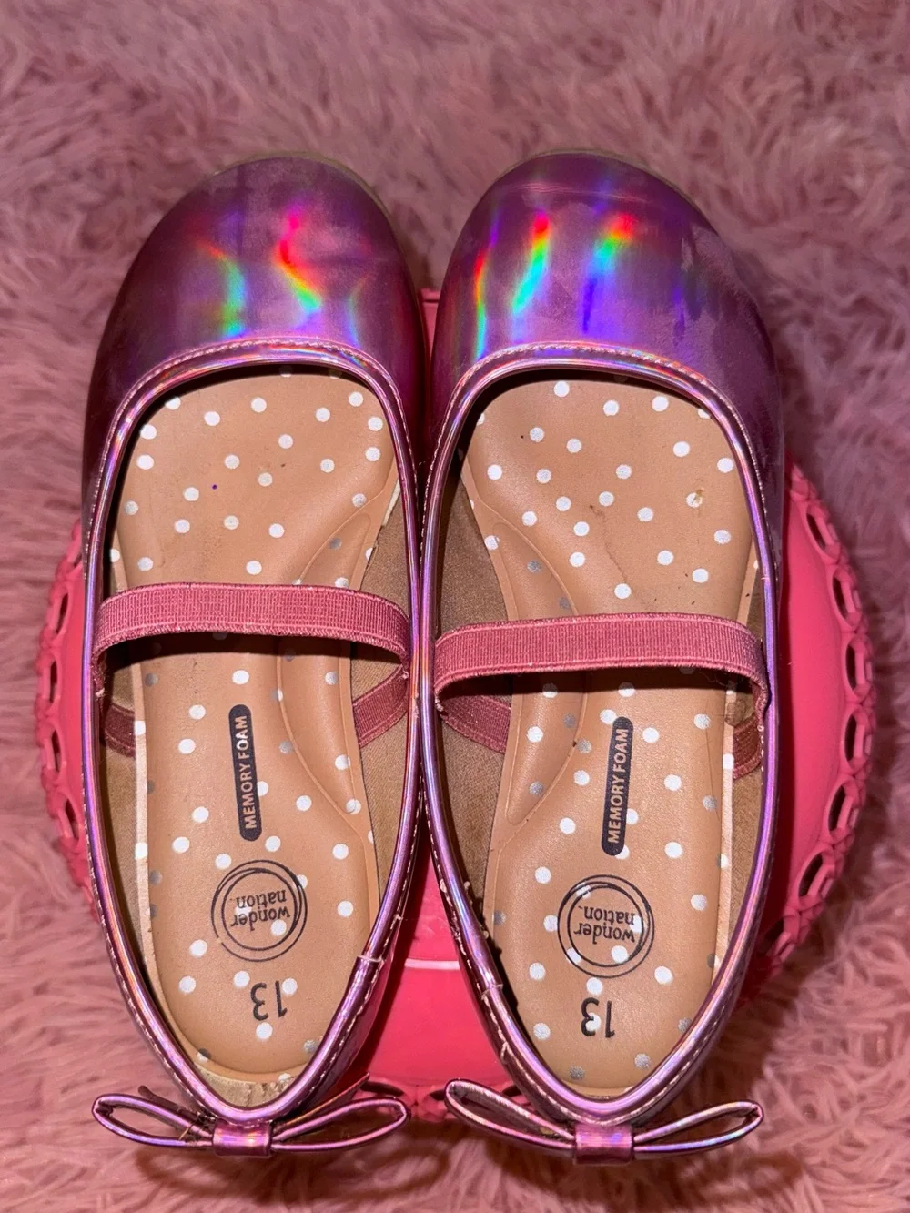 Pink Holographic Bow Mary Jane Shoes 🎀